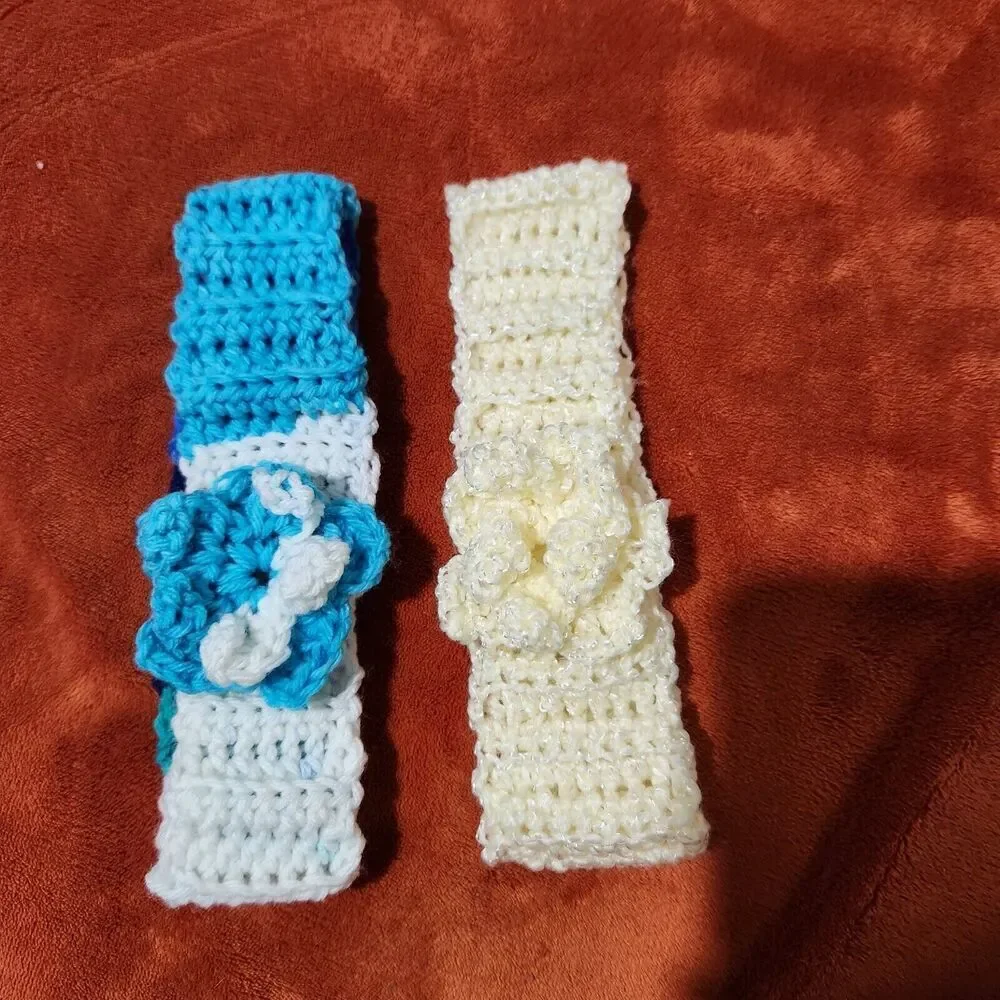 Headbands Crochet Handmade One Blue One Yellow 2pcs. New